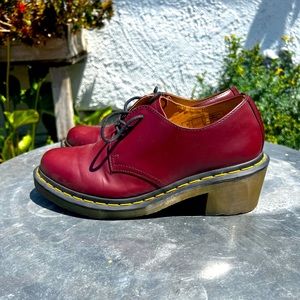 Red Dr. Marten shoes with small heel for sale